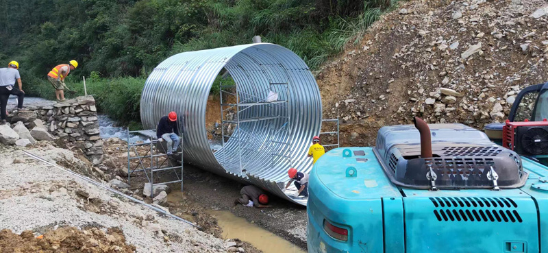 拼装金属波纹管施工现场